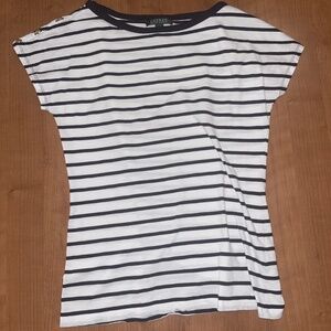 Lauren Ralph Lauren Women’s Black White Striped Tshirt S Classic Old Money Class